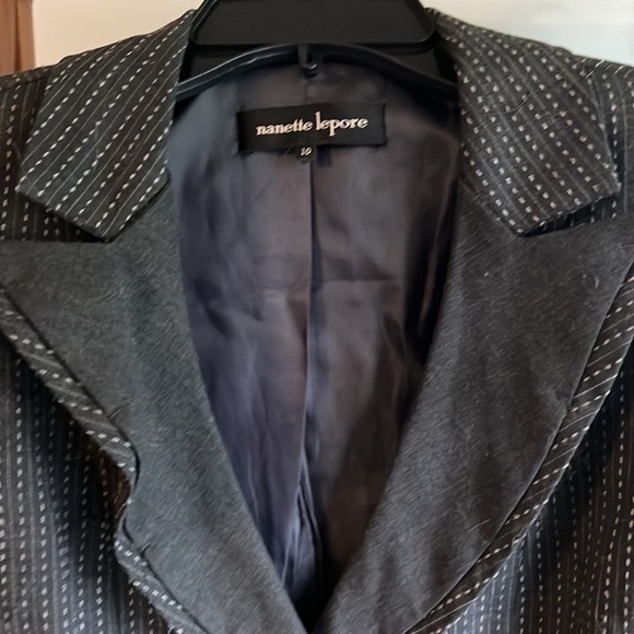 Nanette Lepore Gray Pin Stripe Single Button Blazer Jacket  10 - Picture 9 of 12